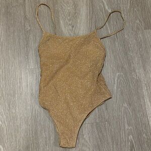 H&M XXS Bodysuit Gold Metallic